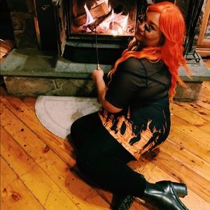 Sheer/Mesh Flames Shirt Mini Dress